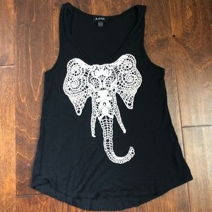Black Embroidered Tank Top